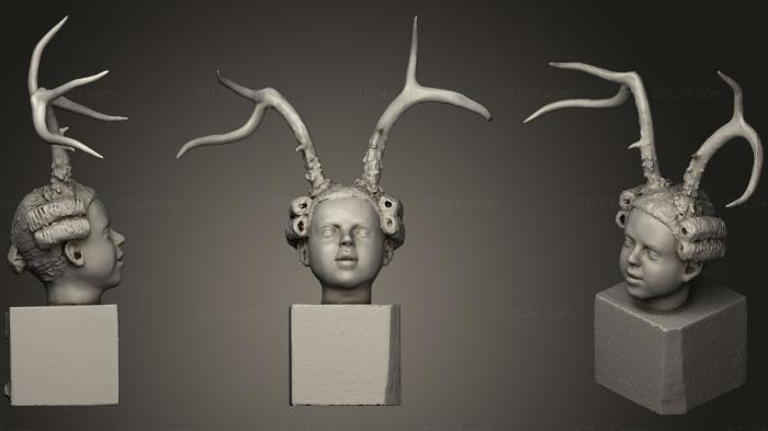 Бюсты и головы античные и исторические (Рогатая скульптура, BUSTA_0656) 3D модель для ЧПУ станка